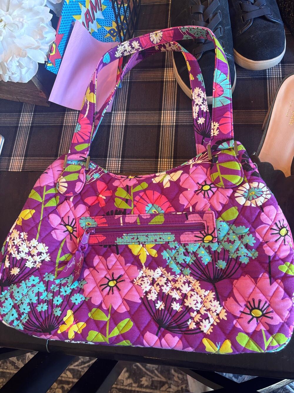 Retired Vera Bradley Quilted Handbag - Flutterby pattern